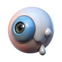 beautiful avant-garde Hyper-specific, professional render of a single, isolated cutout of a floating, disembodied human eye crying tears of molten silver with Transparent Background sharp png