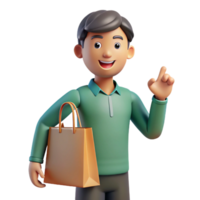 captivating exceptional Happy customer holding a shopping bag invisible, with Transparent Background png