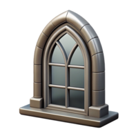 calm fascinating Photorealistic, ultra-detailed, isolated cutout of a single, arched gothic window frame, stone with Transparent Background top-tier png