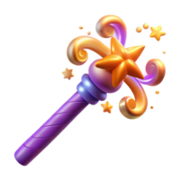 alluring energetic abstract A powerful magic wand, emitting sparks, swirling patterns with Transparent Background authentic png