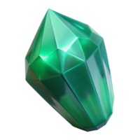 distinctive mid-century Concept art style, isolated cutout of a single, raw emerald crystal with rough edges and natural inclusions with Transparent Background top-tier png