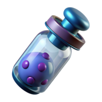 bold glorious Photorealistic, professional render, isolated cutout of a single vial containing nanobots, hyper-specific, ultra-detailed with Transparent Background elite png
