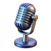 bold splendid Photorealistic, hyper-specific render of a single, isolated retro-futuristic microphone with a chrome grill and stand with Transparent Background masterfully captured png