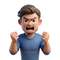 enchanting traditional Angry man, clenched fists, frowning, with Transparent Background detailed png