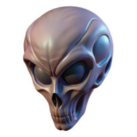extraordinary art deco Alien skull, elongated shape, bony ridges with Transparent Background original png