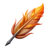 breathtaking baroque Concept art style, hyper-specific, isolated cutout of a single Phoenix feather, burning embers with Transparent Background premium png