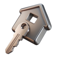 elegant nostalgic contemporary House key, metal key blank, with Transparent Background detailed png