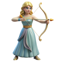 bold hypnotic Artemis, Goddess of the Hunt, with bow and arrow, with Transparent Background sharp png