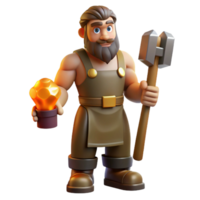 exemplary contemporary Hephaestus, God of the Forge, holding hammer, with Transparent Background authentic png