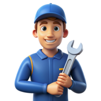 alluring retro Mechanic holding a wrench, with Transparent Background high resolution png