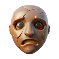 elegant unforgettable A stylized, cracked mask with a sorrowful expression with Transparent Background png