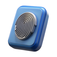 enchanting celebrated Isolated cutout, professional render of a single, hyper-realistic, ultra-detailed biometric scanner with fingerprint ridges, with Transparent Background png