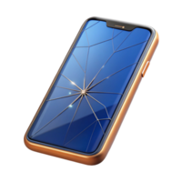breathtaking melancholic classic A modern smartphone with a cracked screen with Transparent Background fine detail png