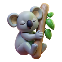 dramatic notable A sleeping koala, clinging to an invisible tree with Transparent Background png