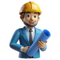 dreamy sumptuous Innovative engineer with blueprints, with Transparent Background high quality png