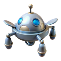 distinctive organic Concept art style, hyper-specific, professional render, isolated cutout of a single, robotic space drone with Transparent Background high quality png