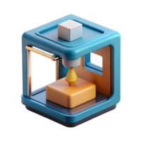 dynamic striking A D printer printing a small object with Transparent Background flawless png