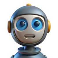 distinctive retro Robot head with expressive eyes with Transparent Background flawless png