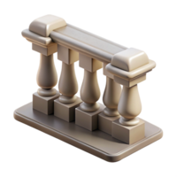 energetic impressive Stone balustrade railing section, with Transparent Background high resolution png