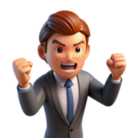 distinctive vintage Angry businessman shaking his fist, with Transparent Background authentic png