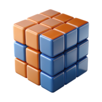 calma elegante hiperespecífico, fotorrealista profissional render do uma solteiro, rotativo rubik's cubo resolução intermediária com transparente fundo artesão png
