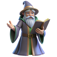 beautiful avant-garde A wise old wizard, holding a spellbook with Transparent Background detailed png