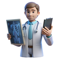 alluring nostalgic creative Doctor examining an x-ray, with Transparent Background sharp png
