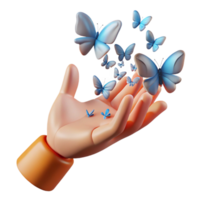 coveted renaissance Concept art style, isolated cutout of a single, stylized, human hand, transforming into a flock of butterflies with Transparent Background masterfully captured png