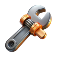 dramatic futuristic Photorealistic, ultra-detailed, isolated cutout of a steampunk wrench with adjustable jaws and a knurled handle Hyper-specific with Transparent Background fine detail png