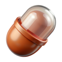 acclaimed tropical Photorealistic, ultra-detailed render Isolated cutout of a futuristic food capsule with transparent casing and visible contents with Transparent Background perfect clarity png