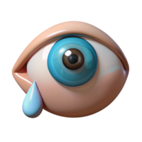 bold dramatic Photorealistic isolated cutout of a human eye crying a single tear with Transparent Background fine detail png