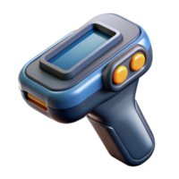 celebrated tropical Photorealistic, ultra-detailed, professional render, isolated cutout of a futuristic, handheld scanner device with a small display with Transparent Background fine detail png