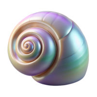 ethereal serene Concept art style, isolated cutout of a single, polished seashell with spiral pattern and iridescent sheen with Transparent Background masterfully captured png