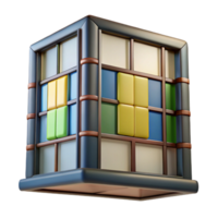 dramatic mesmerizing Frank Lloyd Wright inspired stained glass window panel, with Transparent Background 8K png