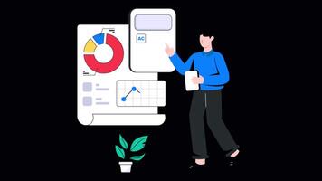 Business Calculation 2D Motion Graphics Animation 4K Alpha channel Looped video