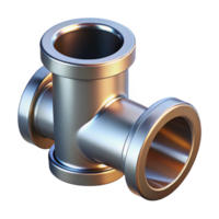 distinctive mid-century Professional render of a hyper-specific, isolated, industrial style metal pipe fitting with Transparent Background exclusive png