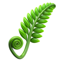 dramatic baroque Green fern frond unfurling with Transparent Background professional png