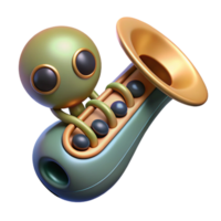 breathtaking timeless Concept art style, hyper-specific, isolated cutout, professional render of a single, alien musical instrument with Transparent Background png