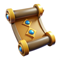 distinctive organic Concept art style, hyper-specific, professional render of a single, ancient, cosmic scroll with cryptic symbols Isolated cutout with Transparent Background premium png