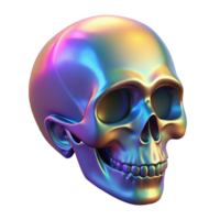 alluring dynamic futuristic Hyper-specific, photorealistic, professional render, isolated cutout of a holographic projection of a human skull, ultra-detailed with Transparent Background high quality png