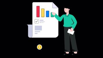 Tax Report 2D Motion Graphics Animation 4K Alpha channel Looped video