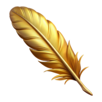acclaimed gothic Hyper-specific, isolated cutout Professional render of a single Griffin feather, golden and shimmering, intricate barbules with Transparent Background authentic png