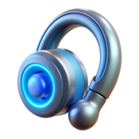 acclaimed abstract Concept art style, isolated cutout of a single cybernetic earpiece with glowing blue accents, ultra-detailed with Transparent Background impeccable png