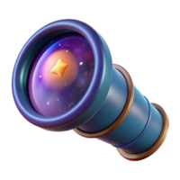 unforgettable creative Hyper-specific, concept art style, isolated cutout illustration of an ultra-detailed cosmic telescope lens reflecting distant galaxies with Transparent Background genuine png