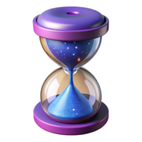 joyful breathtaking Professional render, photorealistic, isolated cutout of a single, ultra-detailed, hyper-specific cosmic hourglass filled with stardust with Transparent Background high quality png