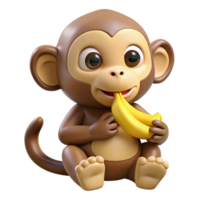 romantic fascinating Monkey eating banana with Transparent Background crisp png