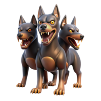 dramatic remarkable Cerberus, three-headed dog, guarding the Underworld with Transparent Background png
