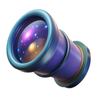 quintessential nordic Hyper-specific, concept art style, isolated cutout illustration of an ultra-detailed cosmic telescope lens reflecting distant galaxies with Transparent Background premium png