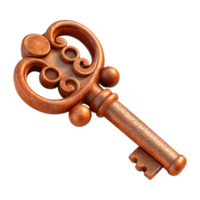 joyful captivating A rusty iron key with intricate carvings, with Transparent Background crisp png
