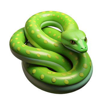 suntuoso impressionista uma deslizando verde árvore Pitão, enrolado com transparente fundo nível superior png